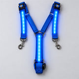 Blue LED chest harness with adjustable buckles and snap hooks