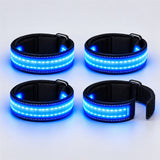 Set of 4 blue LED leg bands with hook-and-loop straps