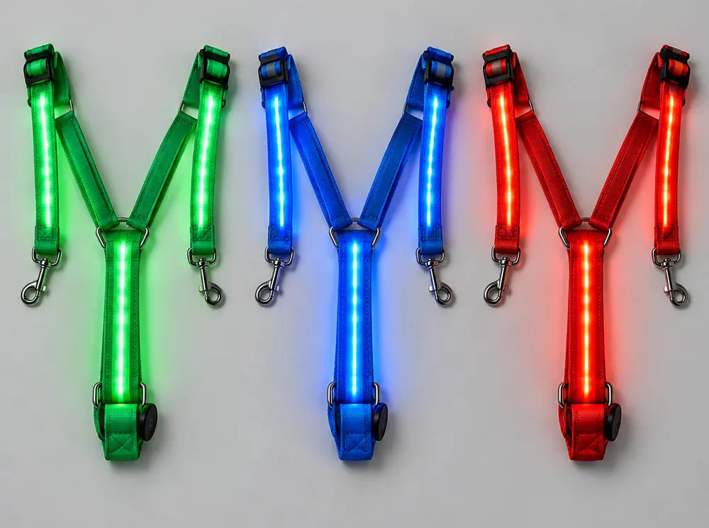 LED chest harness in green, blue and red